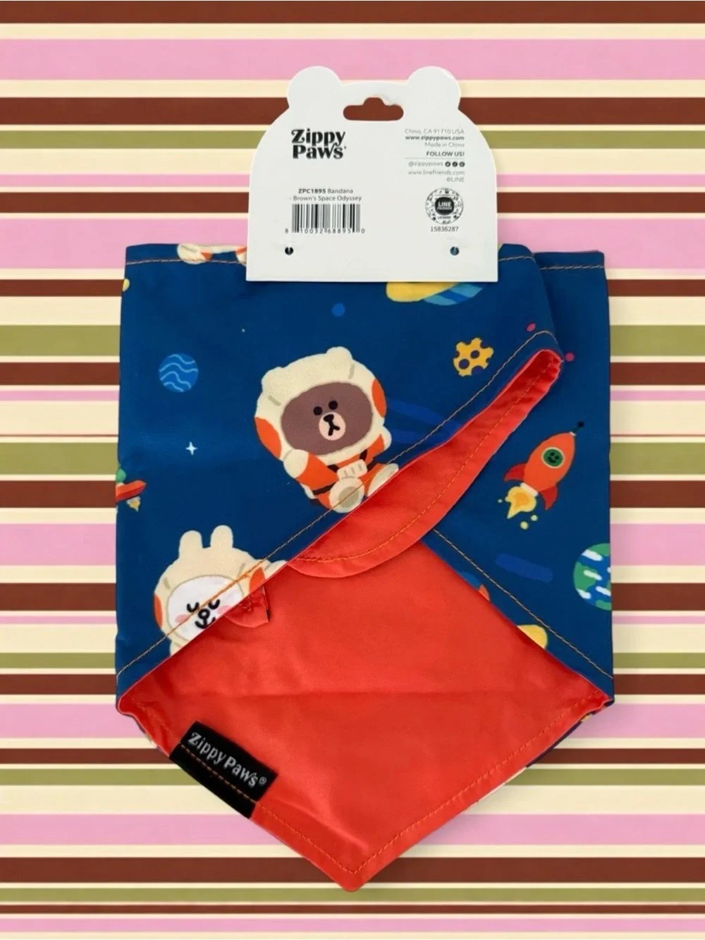Zippy Paws Bandana for Dogs Line Friends Bear Brown's Space Odyssey